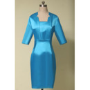 Discount Column Knee Length Satin Mother Dresses with 3/4 Long Sleeves