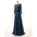 Chiffon Organza Mother Dresses with 3/4 Long Lace Sleeves