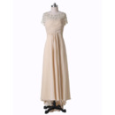 Discount High-Low Chiffon Beaded Mother Dresses with Short Sleeves