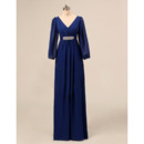 Inexpensive Empire V-Neck Chiffon Mother Dresses with Long Sleeves