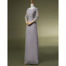 Modest Chiffon Floor Length Mother Dresses with 3/4 Long Sleeves