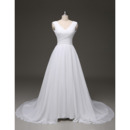 Ball Gown V-Neck Court Train Chiffon Pleated Wedding Dresses