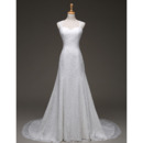 Custom Elegant A-Line Sweetheart Sweep Train Lace Wedding Dresses