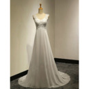 Affordable A-Line Round Empire Sweep Train Chiffon Wedding Dresses