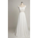 Vintage Round/ Scoop Sweep Train Chiffon Applique Wedding Dresses