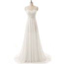 A-Line Sweetheart Sweep Train Chiffon Wedding Dresses