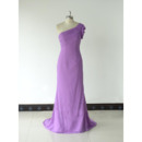 Custom Sheath One Shoulder Floor Length Chiffon Bridesmaid Dresses