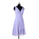 Vintage V-Neck Knee Length Chiffon Bridesmaid/ Wedding Party Dresses