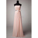 Elegant Strapless Floor Length Chiffon Bridesmaid Dresses with Bows