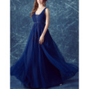 Elegant V-Neck Floor Length Organza Evening/ Prom/ Formal Dresses
