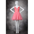 Custom A-Line V-Neck Short/ Mini Taffeta Organza Homecoming Dresses