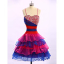 Cute Ball Gown Spaghetti Straps Knee Length Colorful Homecoming Dress