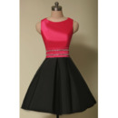 Discount A-Line Sleeveless Short Satin Red & Black Homecoming Dresses