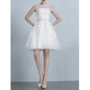 Summer A-Line Short/ Mini Organza Wedding Dresses with Belts