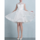 Custom A-Line Sleeveless Mini/ Short Organza Satin Wedding Dresses