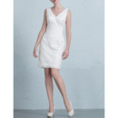 Discount Column V-Neck Sleeveless Mini Lace Short Petite Wedding Dress
