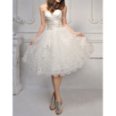 Sweetheart Knee Length Satin Organza Wedding Dresses