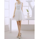 Custom A-Line Sleeveless Short/ Mini Tulle Satin Wedding Dresses