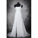 Custom One Shoulder Sleeveless Sweep Train Chiffon Wedding Dresses