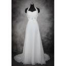 Elegant A-Line Halter Sleeveless Court Train Chiffon Wedding Dresses