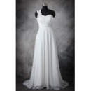 Elegant One Shoulder Sleeveless Sweep Train Chiffon Wedding Dresses