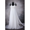 New Empire Halter Sleeveless Sweep Train Chiffon Wedding Dresses