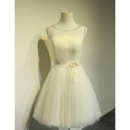 Custom A-Line Sleeveless Satin Tulle Lace-Up Short Wedding Dresses