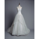 Custom Ball Gown Sweetheart Chapel Train Organza Wedding Dresses