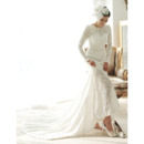 Court Train Lace Wedding Dresses with Long Sleeves8