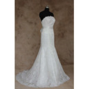 Sheath Strapless Long Lace Wedding Dresses with Belts8