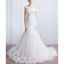 Designer Mermaid Asymmetric Court Train Organza Wedding Dresses