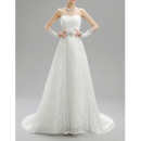 Discount Vintage A-Line Sweetheart Sweep Train Lace Wedding Dresses