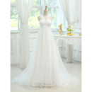 Custom Empire Sweetheart Sweep Train Wedding Dresses with Straps