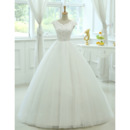 Affordable Ball Gown V-Neck Floor Length Organza Wedding Dresses