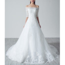 New Off-the-shoulder Organza Wedding Dresses with Half Sleeves