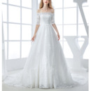 Elegant Off-the-shoulder Organza Wedding Dresses with Half Sleeves