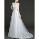 Custom A-Line Floor Length Beaded Bodice Taffeta Organza Wedding Dress