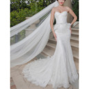 Sexy Sheath Sweetheart Sleeveless Sweep Train Lace Wedding Dresses