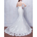 Custom Sexy Sheath Cap Sleeves Sweep Train Satin Tulle Wedding Dresses