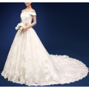 Luxurious A-Line Off-the-shoulder Chapel Train Organza Wedding Dresses