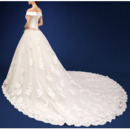 Luxurious A-Line Off-the-shoulder Chapel Train Organza Wedding Dresses