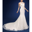 Sheath Halter Court Train Organza Wedding Dresses