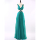 V-Neck Floor Length Chiffon Evening/ Prom Dresses