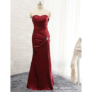 Sexy Sheath Sweetheart Floor Length Satin Pleated Evening Dresses