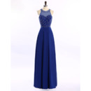 Elegant Round Sleeveless Floor Length Chiffon Evening Dresses