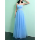 Custom Sweetheart Long Satin Tulle Evening Dresses with Applique