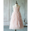 Custom Spaghetti Straps Long Ruffle Skirt Tulle Flower Girl Dresses