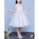 Custom Ball Gown Sleeveless Knee Length Organza Flower Girl Dresses
