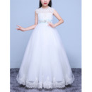 Discount Ball Gown Floor Length Applique Flower Girl Dress with Belt