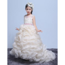 Adorable Sweep Train Ruffle Skirt Flower Girl Dresses with Belts